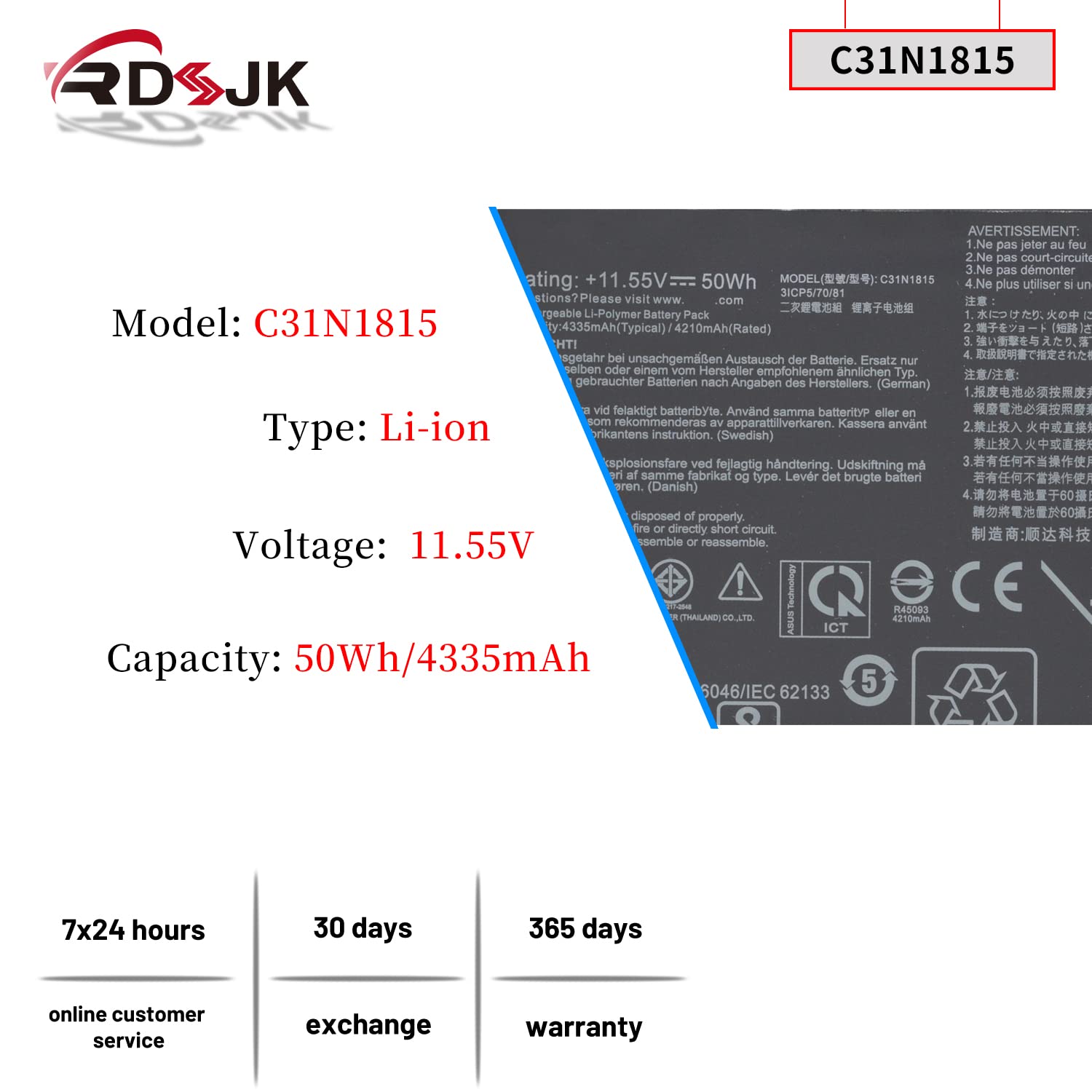 Amazon.com: C31N1815 Laptop Battery for ASUS Zenbook 13 UX333